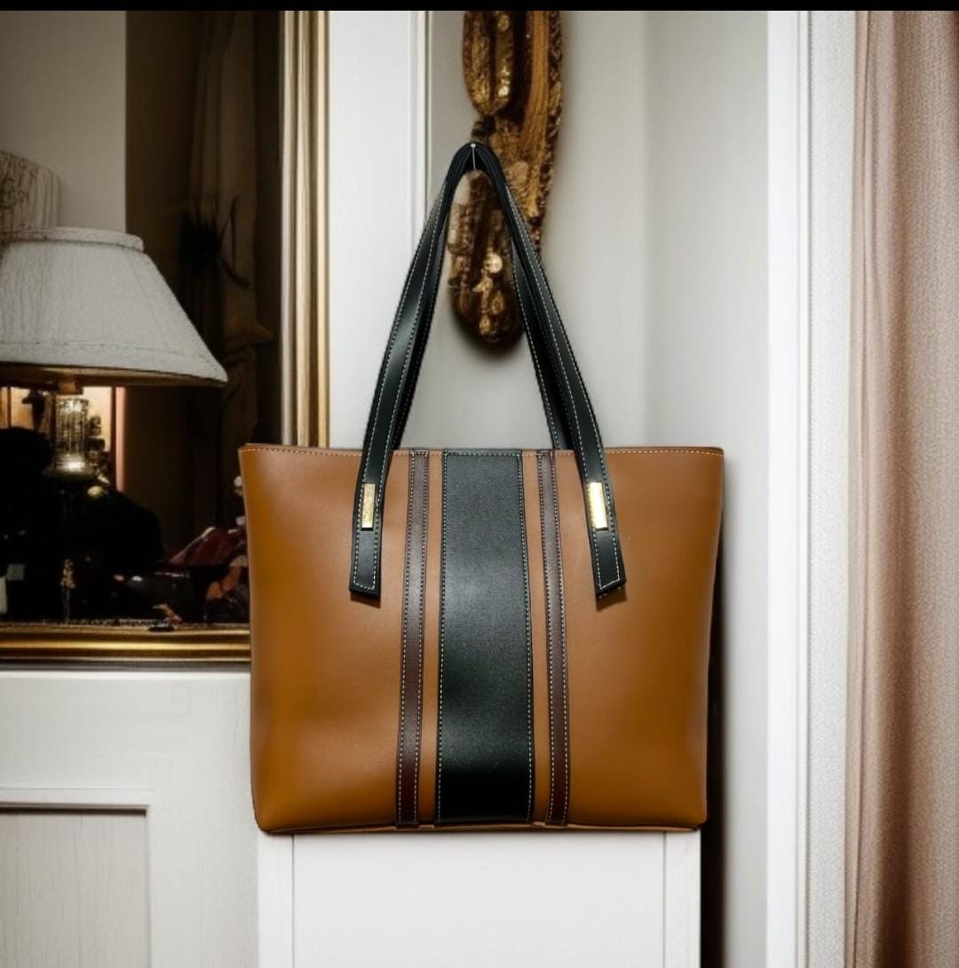 Creative 2.0 Tri-Color Striped Everyday Tote —   handbag by HandbagsAvenue
